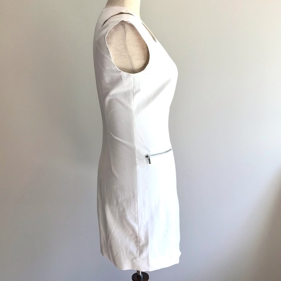 White Bebe Zipper Mini Dress w/ Cutout - Size 2 - Picture 8 of 8